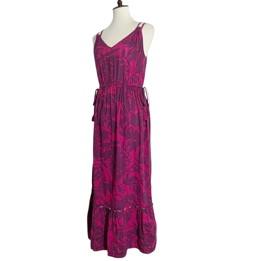 Anthropologie Saturday Sunday Yasmine Pink Purple Cotton Tiered Maxi Dress Small - Picture 5 of 11